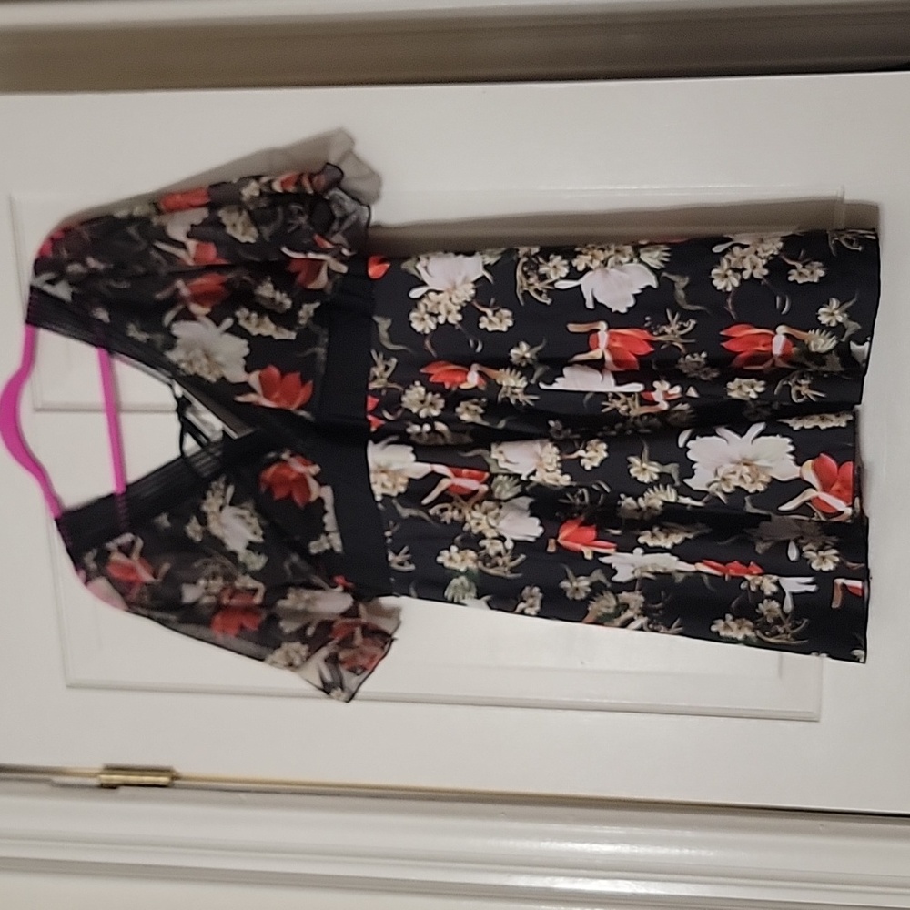 Floral swimdress with sleeves